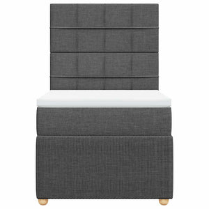 Κρεβάτι Boxspring με Στρώμα Σκούρο Γκρι 90x190 εκ. Υφασμάτινο - Pakobazaar