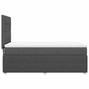 Κρεβάτι Boxspring με Στρώμα Σκούρο Γκρι 90x190 εκ. Υφασμάτινο - Pakobazaar