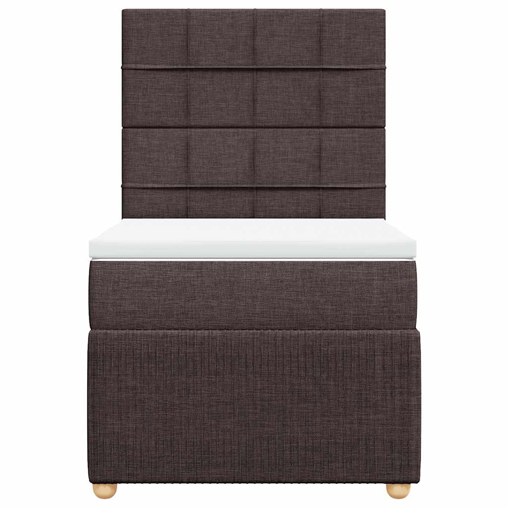 Κρεβάτι Boxspring με Στρώμα Σκούρο Καφέ 90x190 εκ. Υφασμάτινο - Pakobazaar