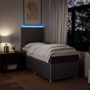 Κρεβάτι Boxspring με Στρώμα Taupe 90x190 εκ.Υφασμάτινο - Pakobazaar