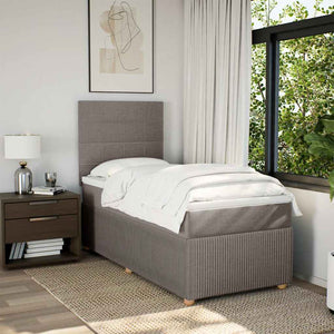 Κρεβάτι Boxspring με Στρώμα Taupe 90x190 εκ.Υφασμάτινο - Pakobazaar