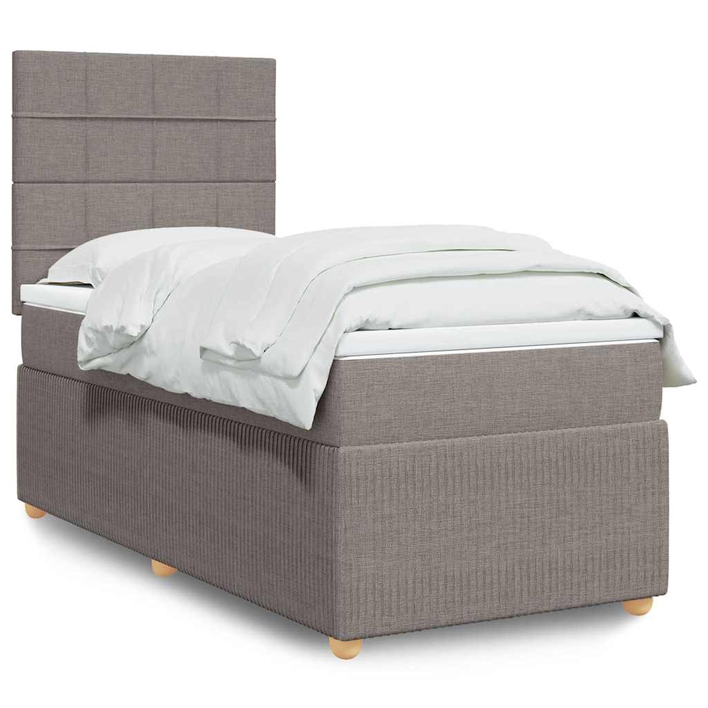 Κρεβάτι Boxspring με Στρώμα Taupe 90x190 εκ.Υφασμάτινο - Pakobazaar