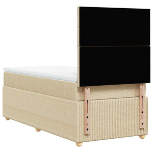 Κρεβάτι Boxspring με Στρώμα Κρεμ 90x190 εκ.Υφασμάτινο - Pakobazaar