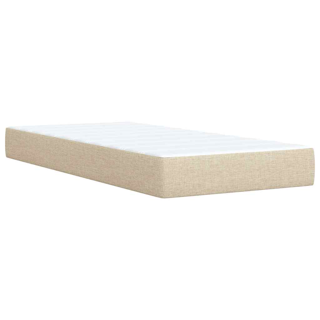Κρεβάτι Boxspring με Στρώμα Κρεμ 90x190 εκ.Υφασμάτινο - Pakobazaar