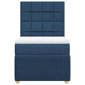 Κρεβάτι Boxspring με Στρώμα Μπλε 90x190 εκ.Υφασμάτινο - Pakobazaar