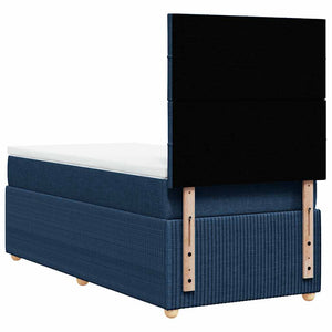 Κρεβάτι Boxspring με Στρώμα Μπλε 90x190 εκ.Υφασμάτινο - Pakobazaar