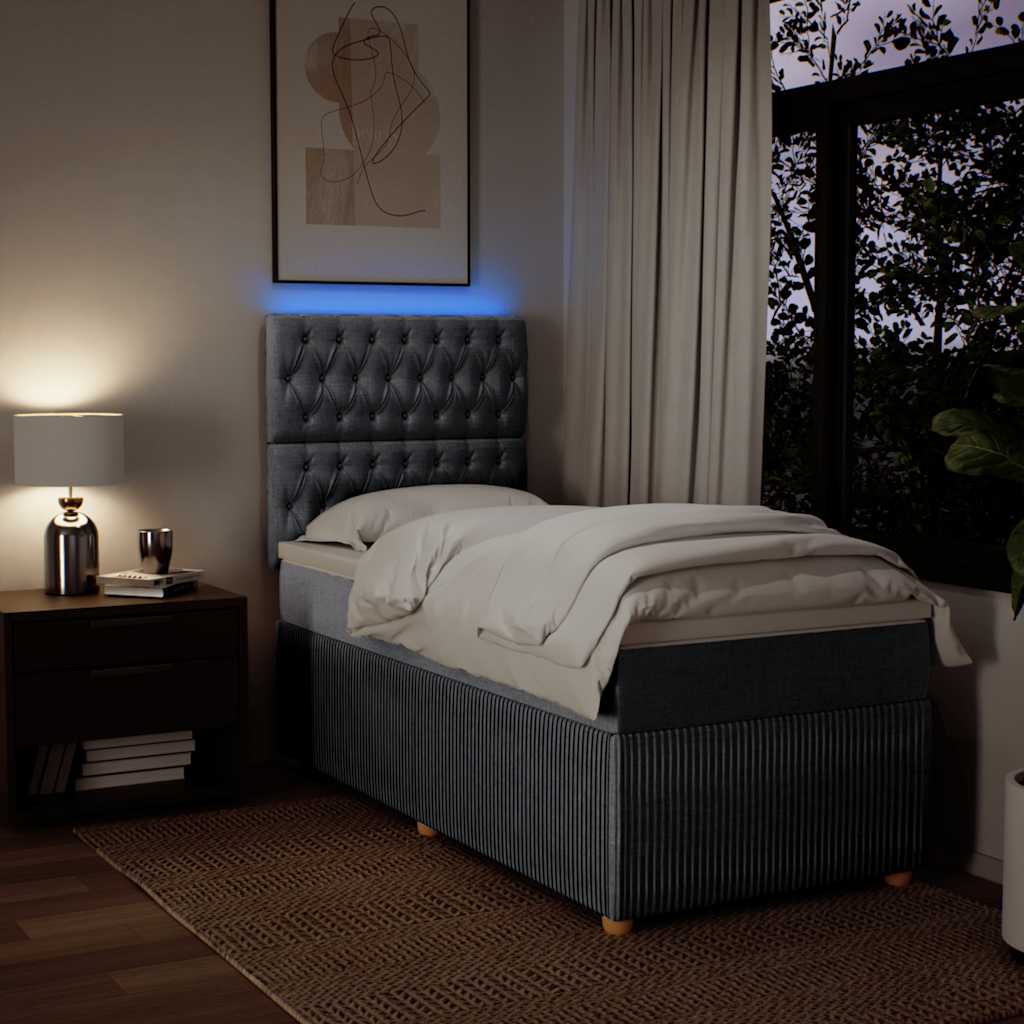 Κρεβάτι Boxspring με Στρώμα Ανοιχτό Γκρι 90x190 εκ. Υφασμάτινο - Pakobazaar