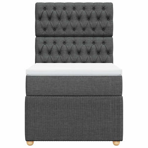 Κρεβάτι Boxspring με Στρώμα Σκούρο Γκρι 90x190 εκ. Υφασμάτινο - Pakobazaar