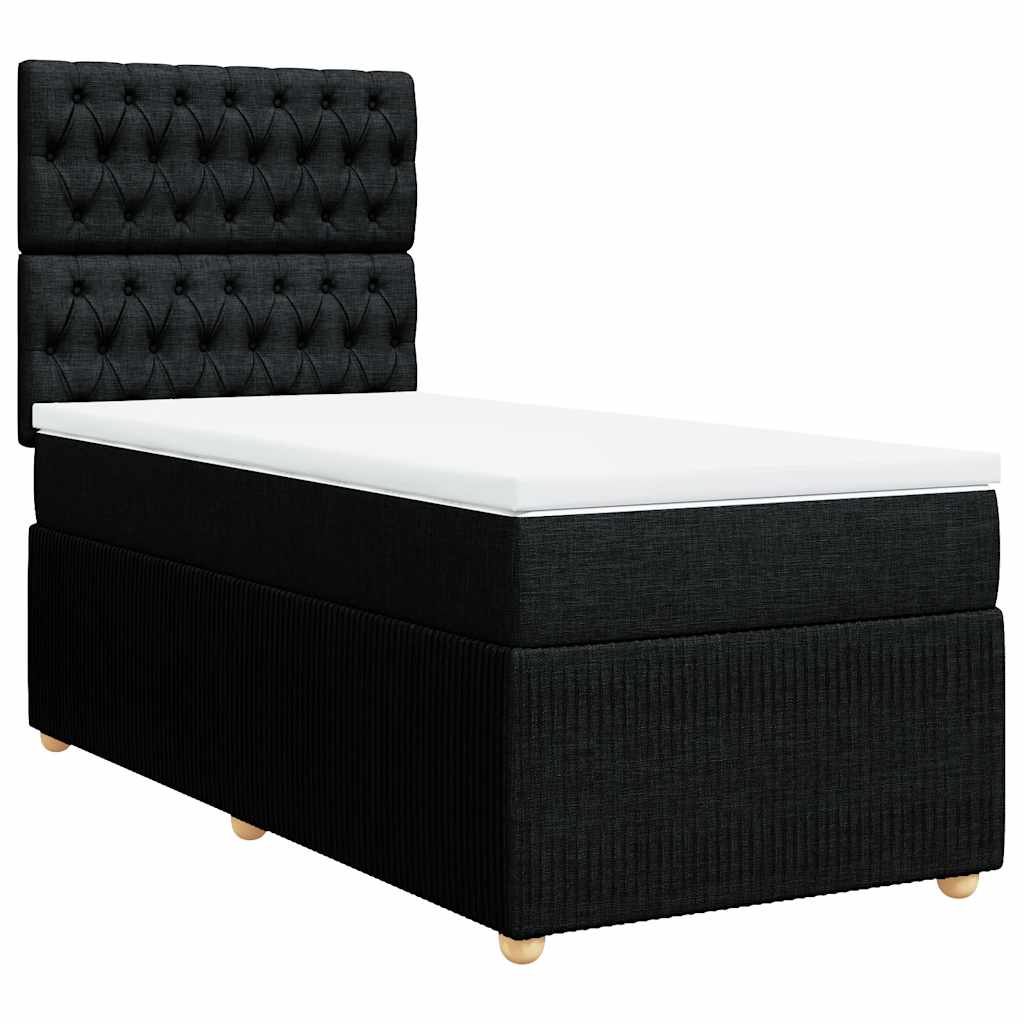 Κρεβάτι Boxspring με Στρώμα Μαύρο 90x190 εκ.Υφασμάτινο