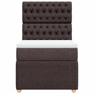 Κρεβάτι Boxspring με Στρώμα Σκούρο Καφέ 90x190 εκ. Υφασμάτινο