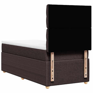 Κρεβάτι Boxspring με Στρώμα Σκούρο Καφέ 90x190 εκ. Υφασμάτινο