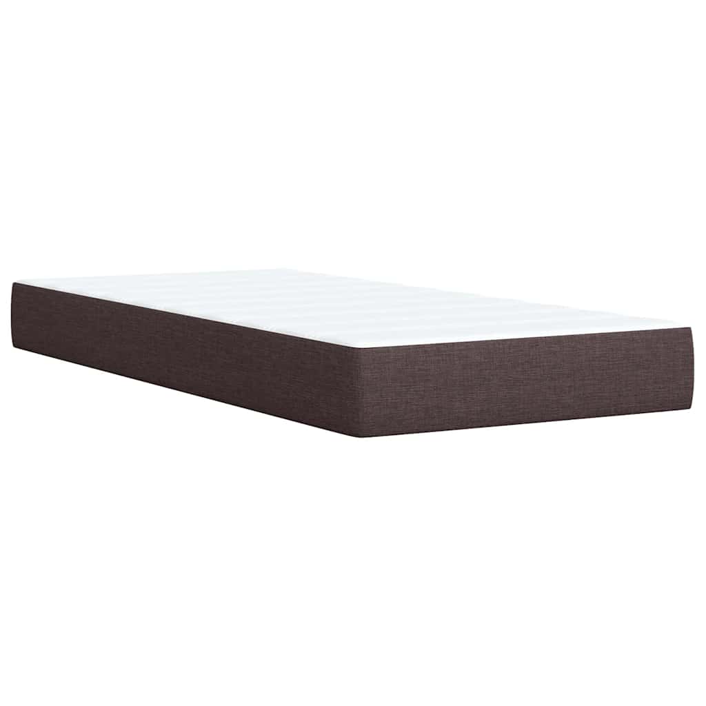 Κρεβάτι Boxspring με Στρώμα Σκούρο Καφέ 90x190 εκ. Υφασμάτινο