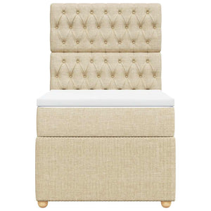 Κρεβάτι Boxspring με Στρώμα Κρεμ 90x190 εκ.Υφασμάτινο - Pakobazaar