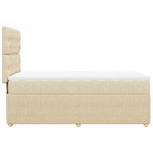 Κρεβάτι Boxspring με Στρώμα Κρεμ 90x190 εκ.Υφασμάτινο - Pakobazaar