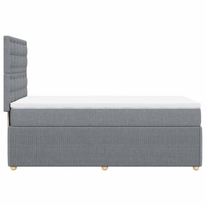 Κρεβάτι Boxspring με Στρώμα Ανοιχτό Γκρι 90x190 εκ. Υφασμάτινο - Pakobazaar