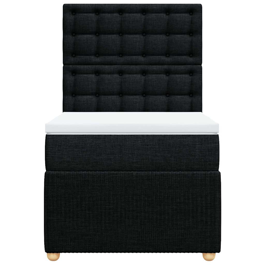 Κρεβάτι Boxspring με Στρώμα Μαύρο 90x190 εκ.Υφασμάτινο - Pakobazaar