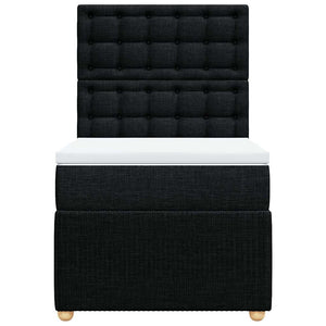Κρεβάτι Boxspring με Στρώμα Μαύρο 90x190 εκ.Υφασμάτινο - Pakobazaar