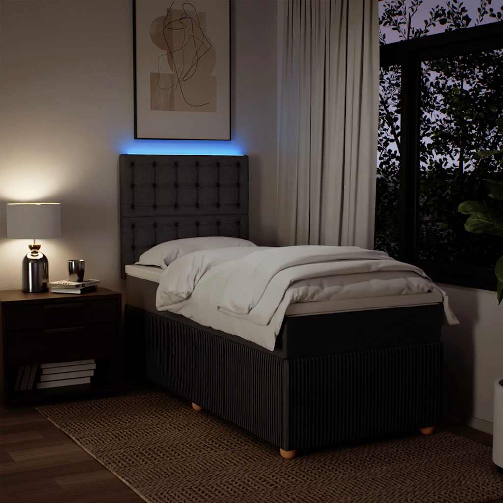 Κρεβάτι Boxspring με Στρώμα Σκούρο Καφέ 90x190 εκ. Υφασμάτινο