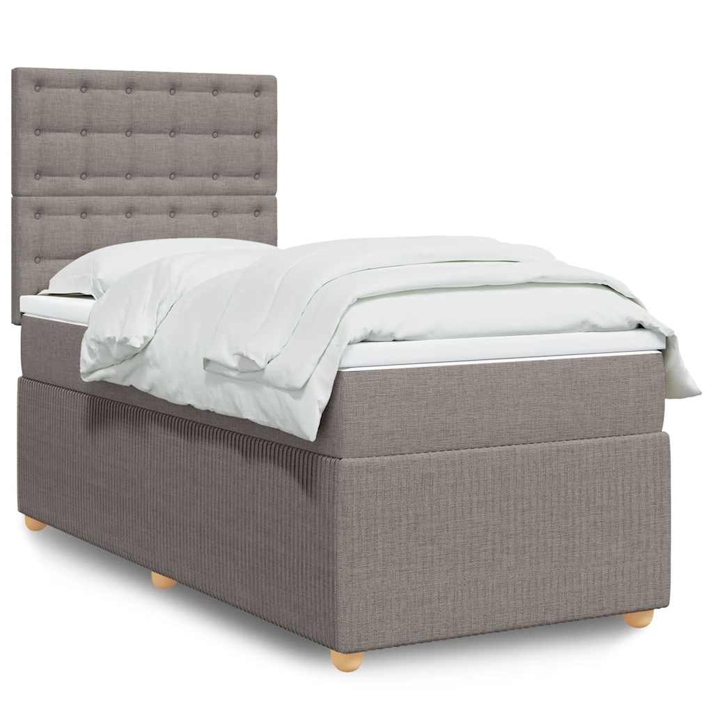 Κρεβάτι Boxspring με Στρώμα Taupe 90x190 εκ.Υφασμάτινο - Pakobazaar