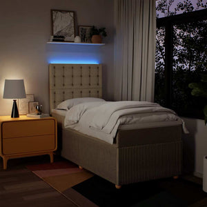 Κρεβάτι Boxspring με Στρώμα Κρεμ 90x190 εκ.Υφασμάτινο - Pakobazaar