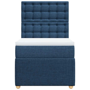 Κρεβάτι Boxspring με Στρώμα Μπλε 90x190 εκ.Υφασμάτινο - Pakobazaar