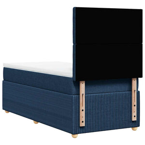 Κρεβάτι Boxspring με Στρώμα Μπλε 90x190 εκ.Υφασμάτινο - Pakobazaar