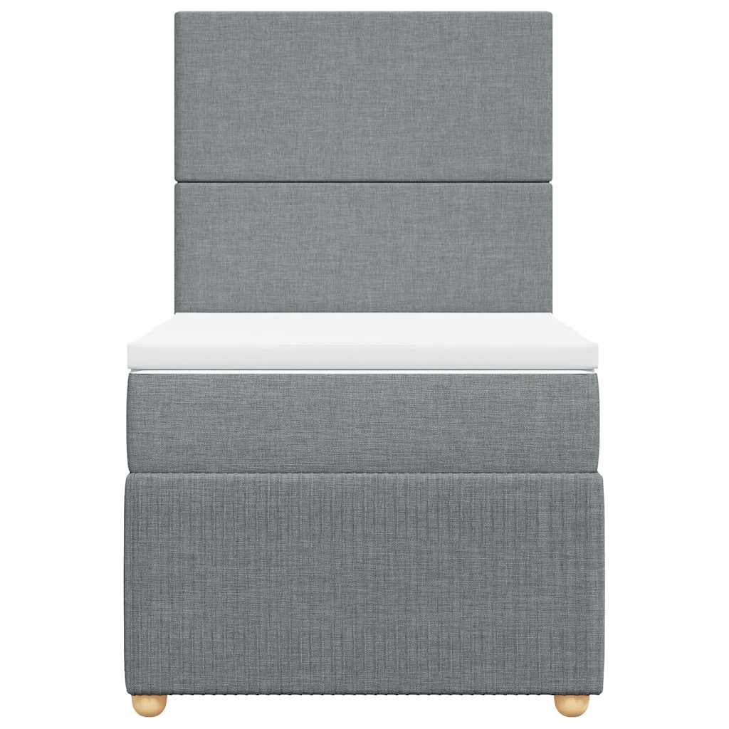 Κρεβάτι Boxspring με Στρώμα Ανοιχτό Γκρι 90x200 εκ. Υφασμάτινο - Pakobazaar