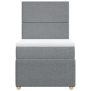 Κρεβάτι Boxspring με Στρώμα Ανοιχτό Γκρι 90x200 εκ. Υφασμάτινο - Pakobazaar
