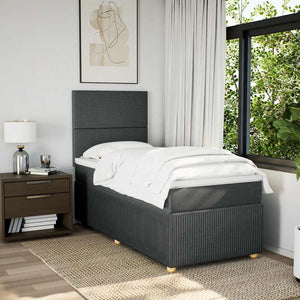 Κρεβάτι Boxspring με Στρώμα Σκούρο Γκρι 90x200 εκ. Υφασμάτινο - Pakobazaar