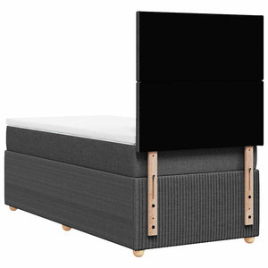 Κρεβάτι Boxspring με Στρώμα Σκούρο Γκρι 90x200 εκ. Υφασμάτινο - Pakobazaar