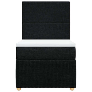 Κρεβάτι Boxspring με Στρώμα Μαύρο 90x200 εκ. Υφασμάτινο - Pakobazaar