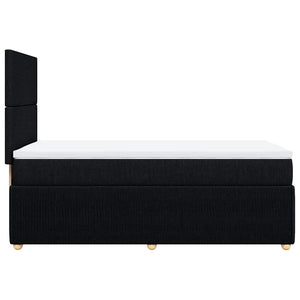Κρεβάτι Boxspring με Στρώμα Μαύρο 90x200 εκ. Υφασμάτινο - Pakobazaar