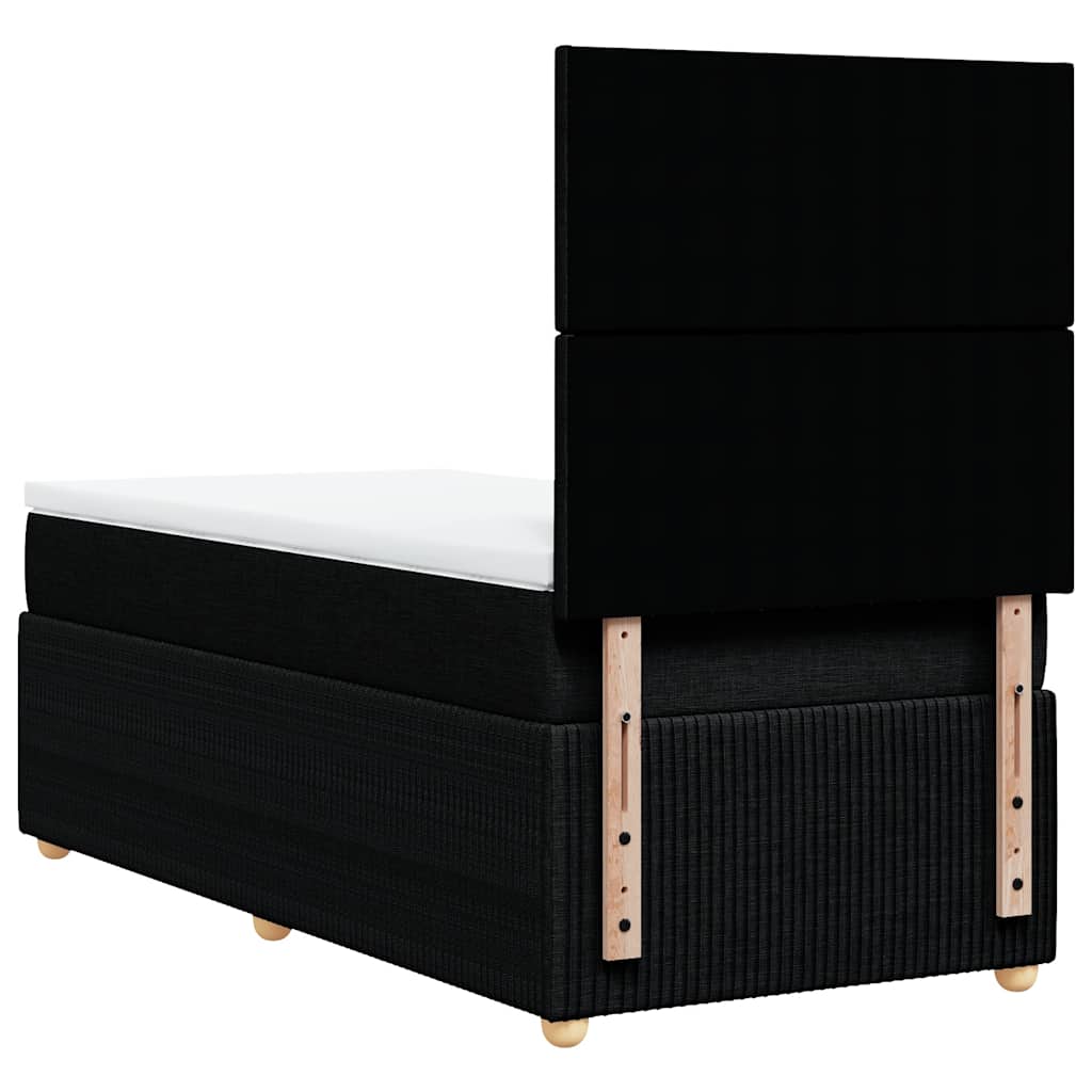 Κρεβάτι Boxspring με Στρώμα Μαύρο 90x200 εκ. Υφασμάτινο - Pakobazaar