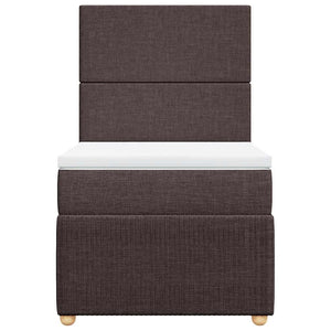 Κρεβάτι Boxspring με Στρώμα Σκούρο Καφέ 90x200 εκ. Υφασμάτινο - Pakobazaar