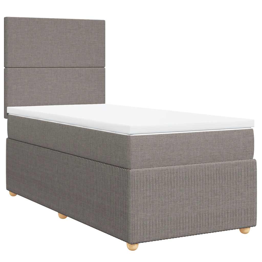 Κρεβάτι Boxspring με Στρώμα Taupe 90x200 εκ. Υφασμάτινο - Pakobazaar