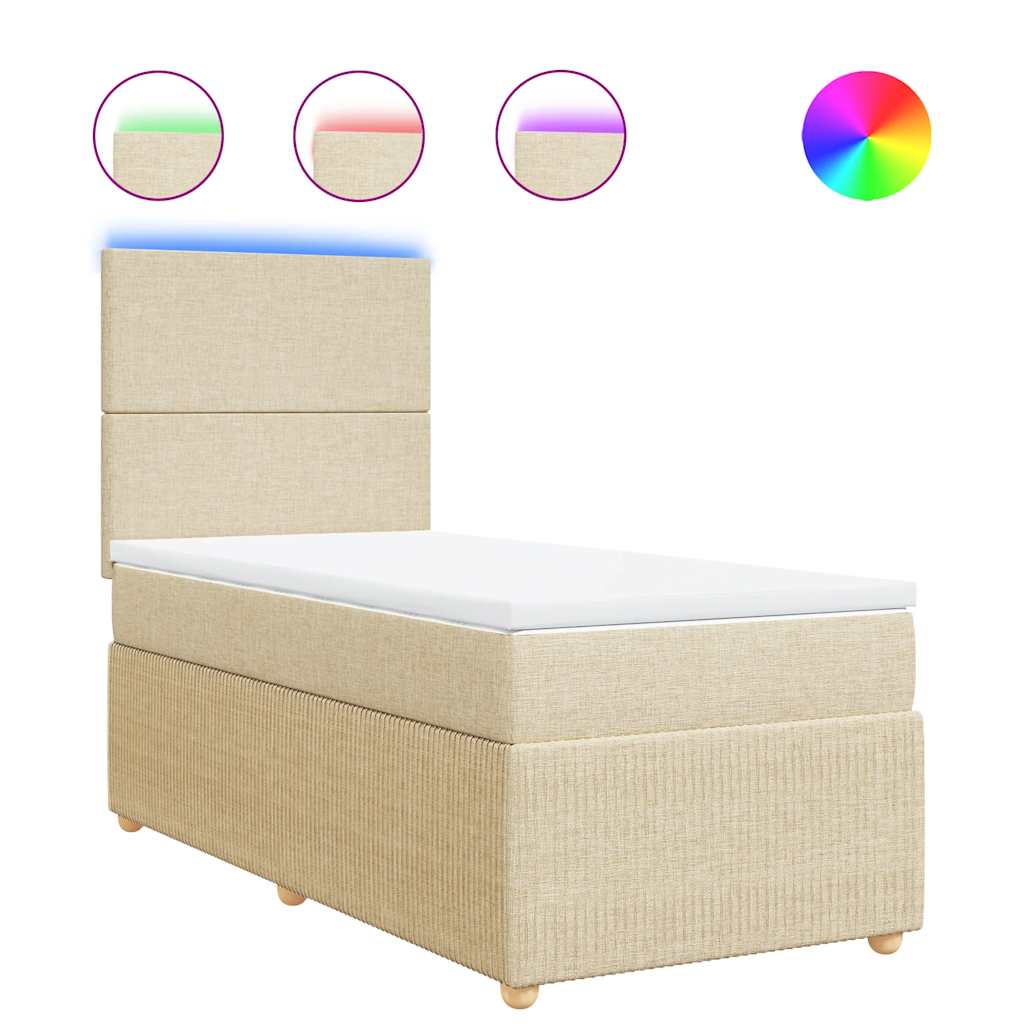 Κρεβάτι Boxspring με Στρώμα Κρεμ 90x200 εκ.Υφασμάτινο