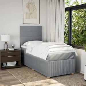 Κρεβάτι Boxspring με Στρώμα Ανοιχτό Γκρι 90x200 εκ. Υφασμάτινο - Pakobazaar