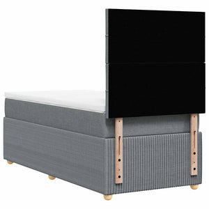 Κρεβάτι Boxspring με Στρώμα Ανοιχτό Γκρι 90x200 εκ. Υφασμάτινο - Pakobazaar