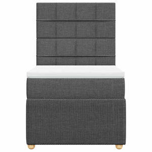 Κρεβάτι Boxspring με Στρώμα Σκούρο Γκρι 90x200 εκ. Υφασμάτινο - Pakobazaar