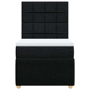Κρεβάτι Boxspring με Στρώμα Μαύρο 90x200 εκ. Υφασμάτινο - Pakobazaar