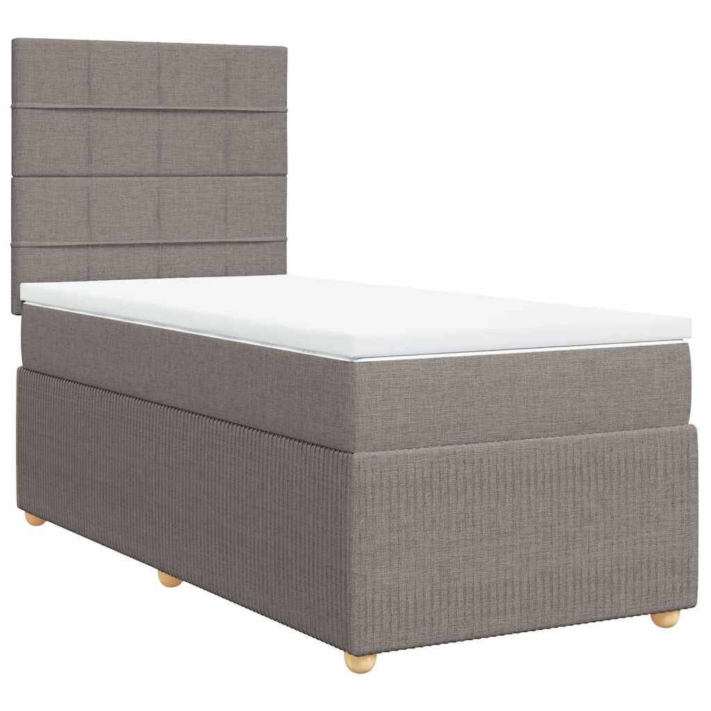 Κρεβάτι Boxspring με Στρώμα Taupe 90x200 εκ. Υφασμάτινο - Pakobazaar