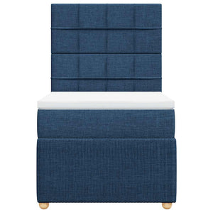 Κρεβάτι Boxspring με Στρώμα Μπλε 90x200 εκ.Υφασμάτινο - Pakobazaar