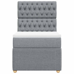 Κρεβάτι Boxspring με Στρώμα Ανοιχτό Γκρι 90x200 εκ. Υφασμάτινο - Pakobazaar