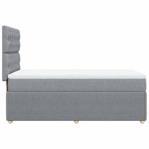 Κρεβάτι Boxspring με Στρώμα Ανοιχτό Γκρι 90x200 εκ. Υφασμάτινο - Pakobazaar