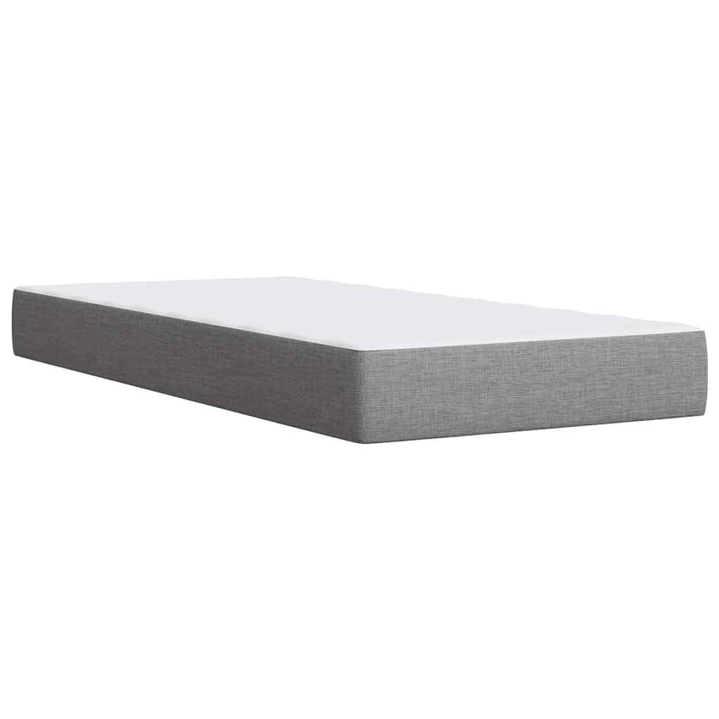 Κρεβάτι Boxspring με Στρώμα Ανοιχτό Γκρι 90x200 εκ. Υφασμάτινο - Pakobazaar