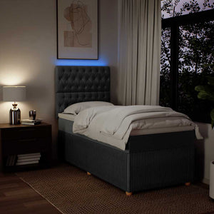 Κρεβάτι Boxspring με Στρώμα Σκούρο Γκρι 90x200 εκ. Υφασμάτινο - Pakobazaar