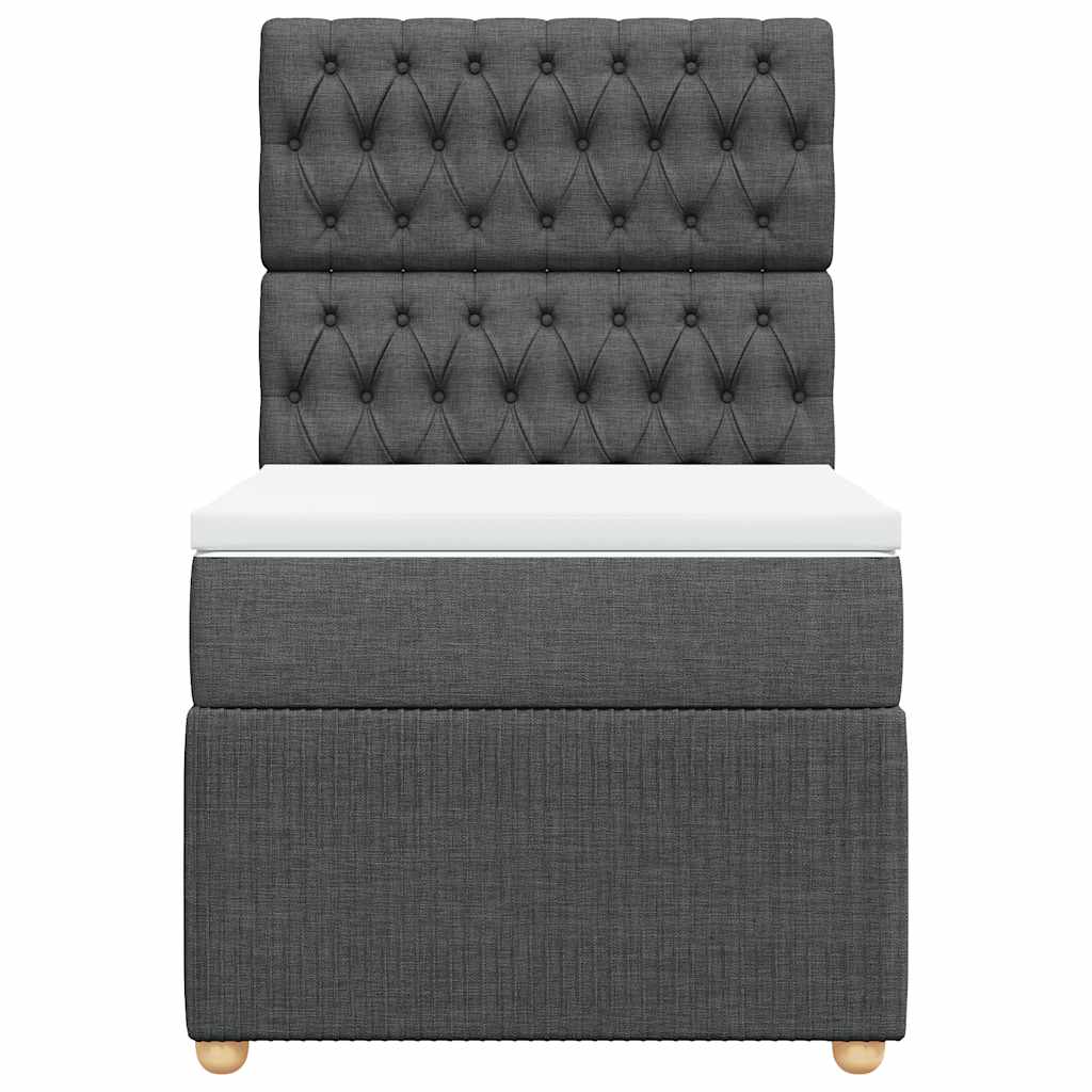 Κρεβάτι Boxspring με Στρώμα Σκούρο Γκρι 90x200 εκ. Υφασμάτινο - Pakobazaar