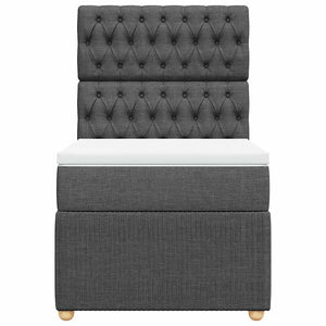 Κρεβάτι Boxspring με Στρώμα Σκούρο Γκρι 90x200 εκ. Υφασμάτινο - Pakobazaar