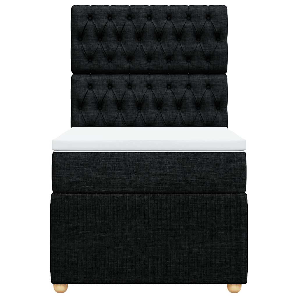 Κρεβάτι Boxspring με Στρώμα Μαύρο 90x200 εκ. Υφασμάτινο - Pakobazaar