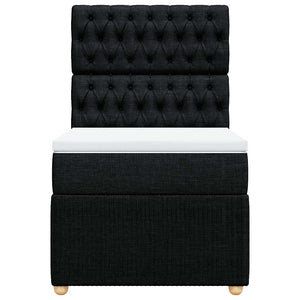 Κρεβάτι Boxspring με Στρώμα Μαύρο 90x200 εκ. Υφασμάτινο - Pakobazaar